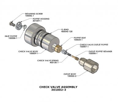 Check Valve Assembly, 60K (H2O JET Upgrade - Two Piece Poppet) 